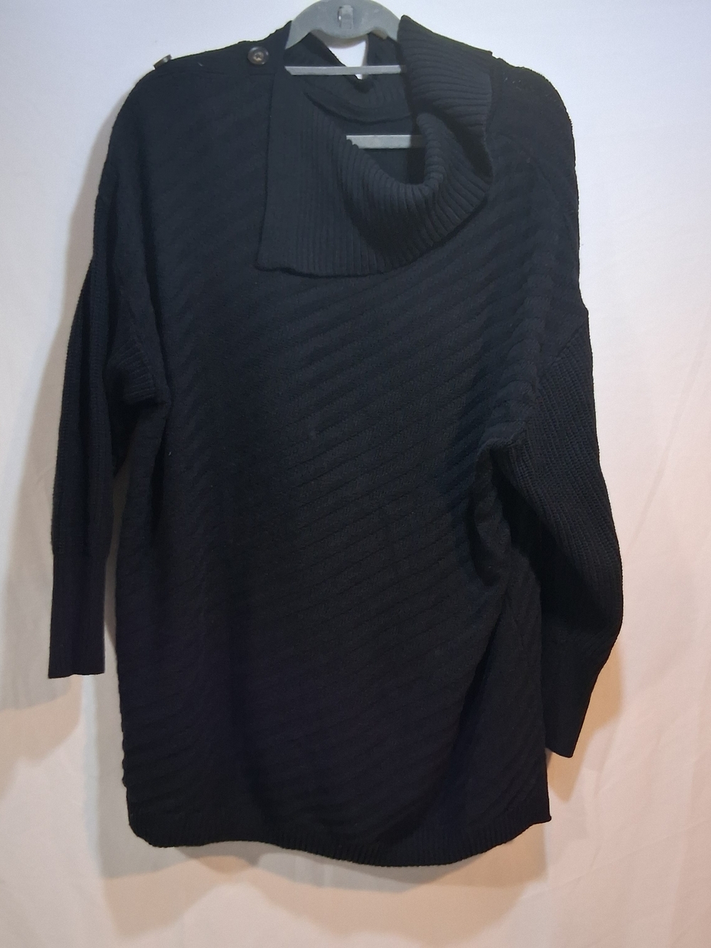 Cozy Black Cowl-Neck Sweater for Women